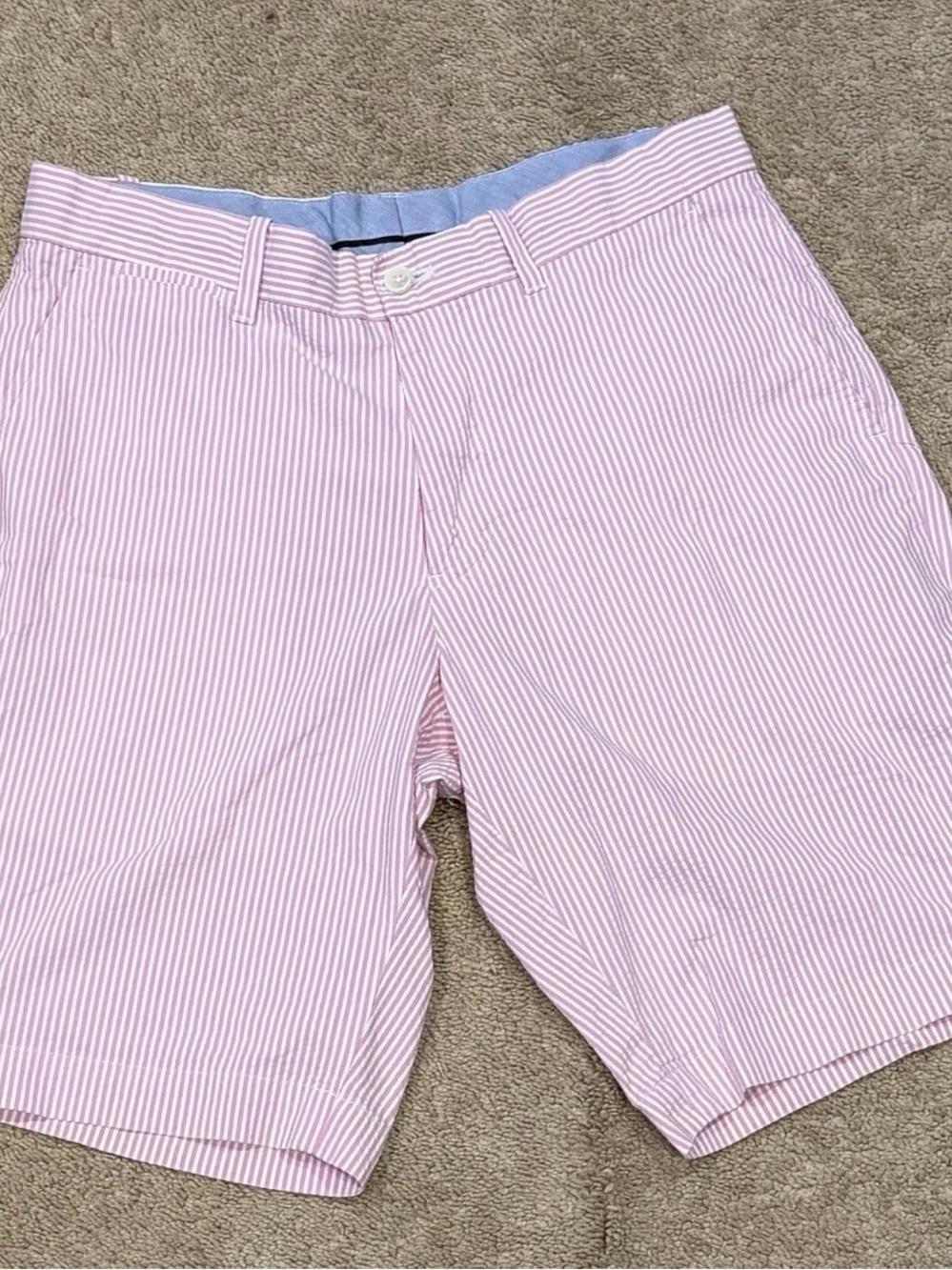 Polo Ralph Lauren Shorts Mens 30 Pink White Striped Seersucker Preppy Classic